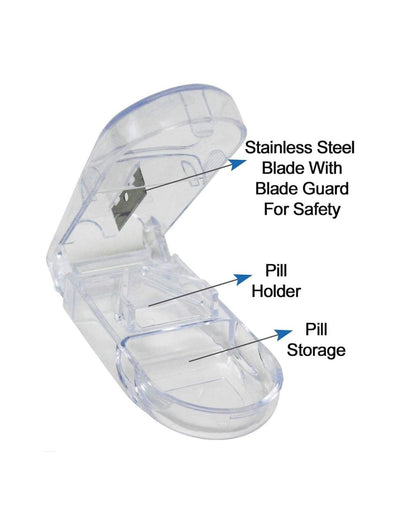 Portable Medication Storage Box with Integrated Pill Cutter