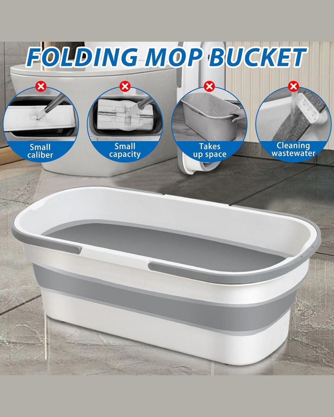 Collapsible Large Flat Mop Bucket