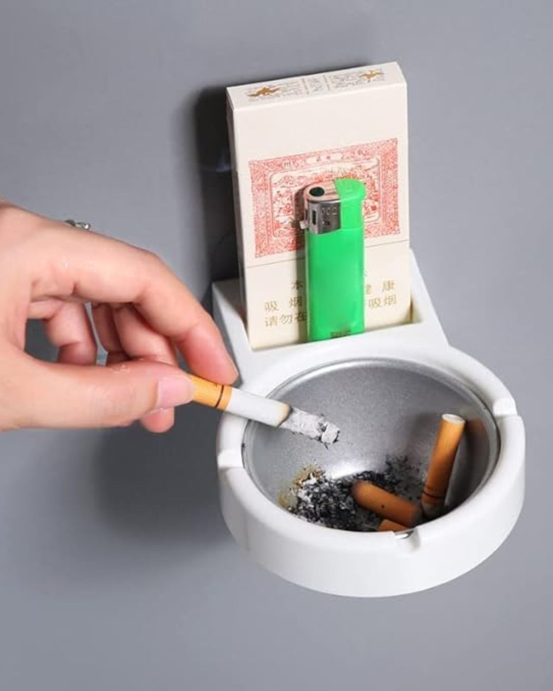 Wall Hanging Ashtray without Drilling