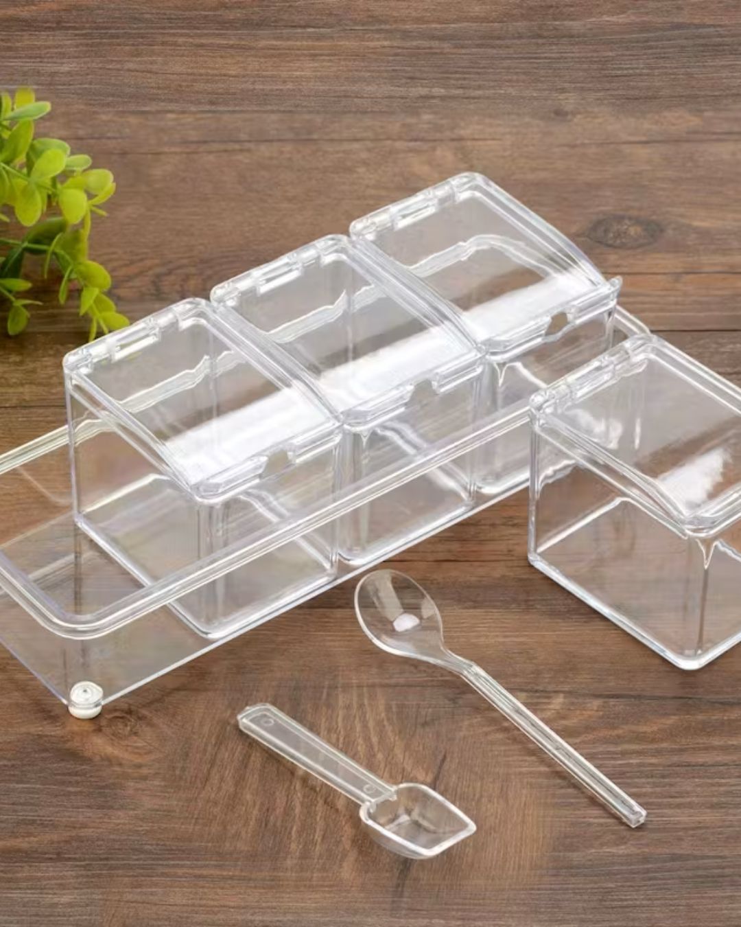 Transparent Spice Box Serving Set with Spoons