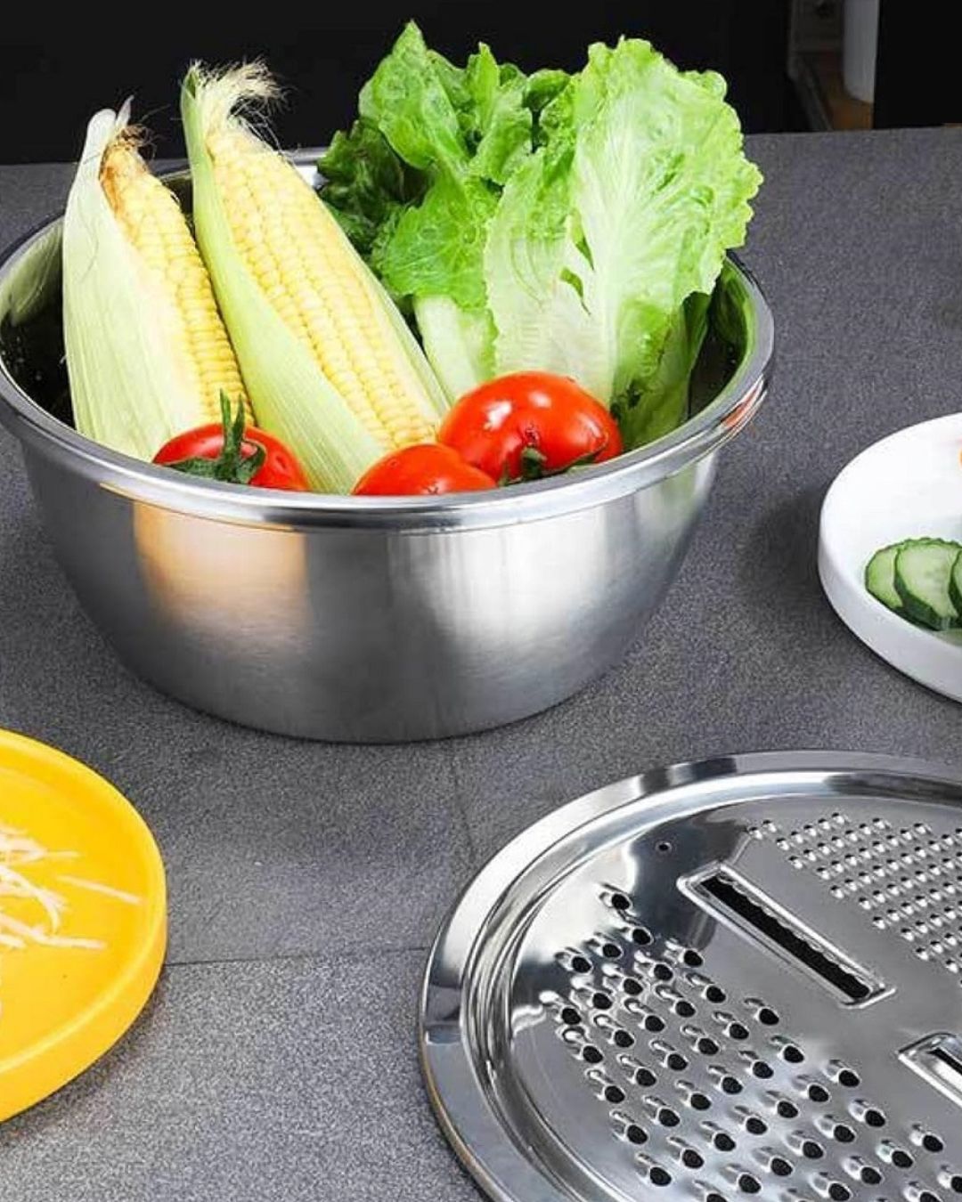 2 in 1 Stainless Steel Multifunctional Grater Basin