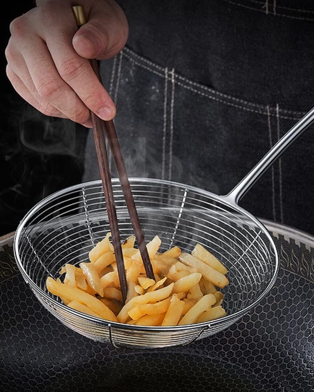 Wooden Handle Strainer Skimmer