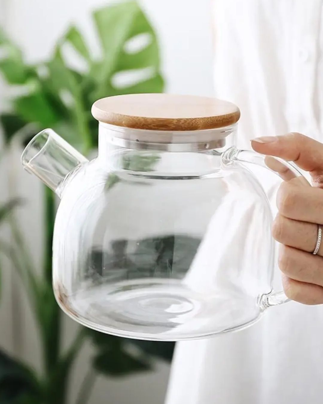 High Borosilicate Glass Teapot with Infuser & Bamboo Lid