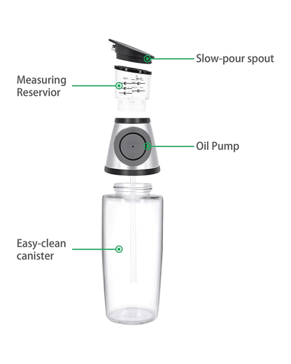 Press and Measure Glass Oil Dispenser