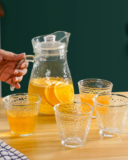 Textured Glass Jug and Tumbler Set of 5