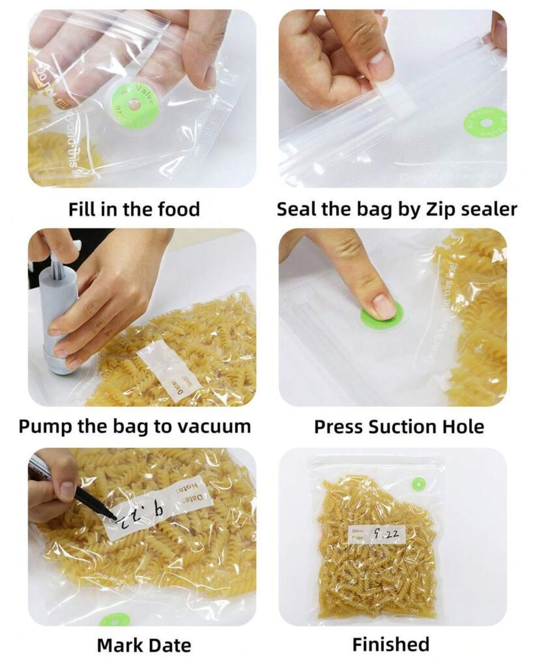 Reusable Vacuum Sealer Bags with Manual Pump