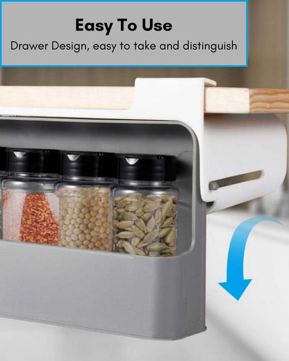 Retractable Spice Rack Organizer with 6 Jars