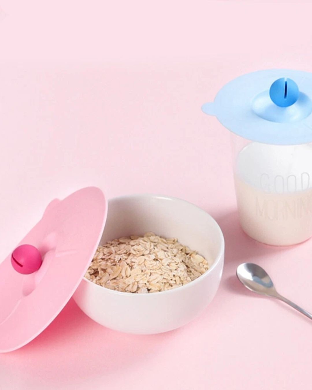 Silicone Cup Lid With Spoon Holder
