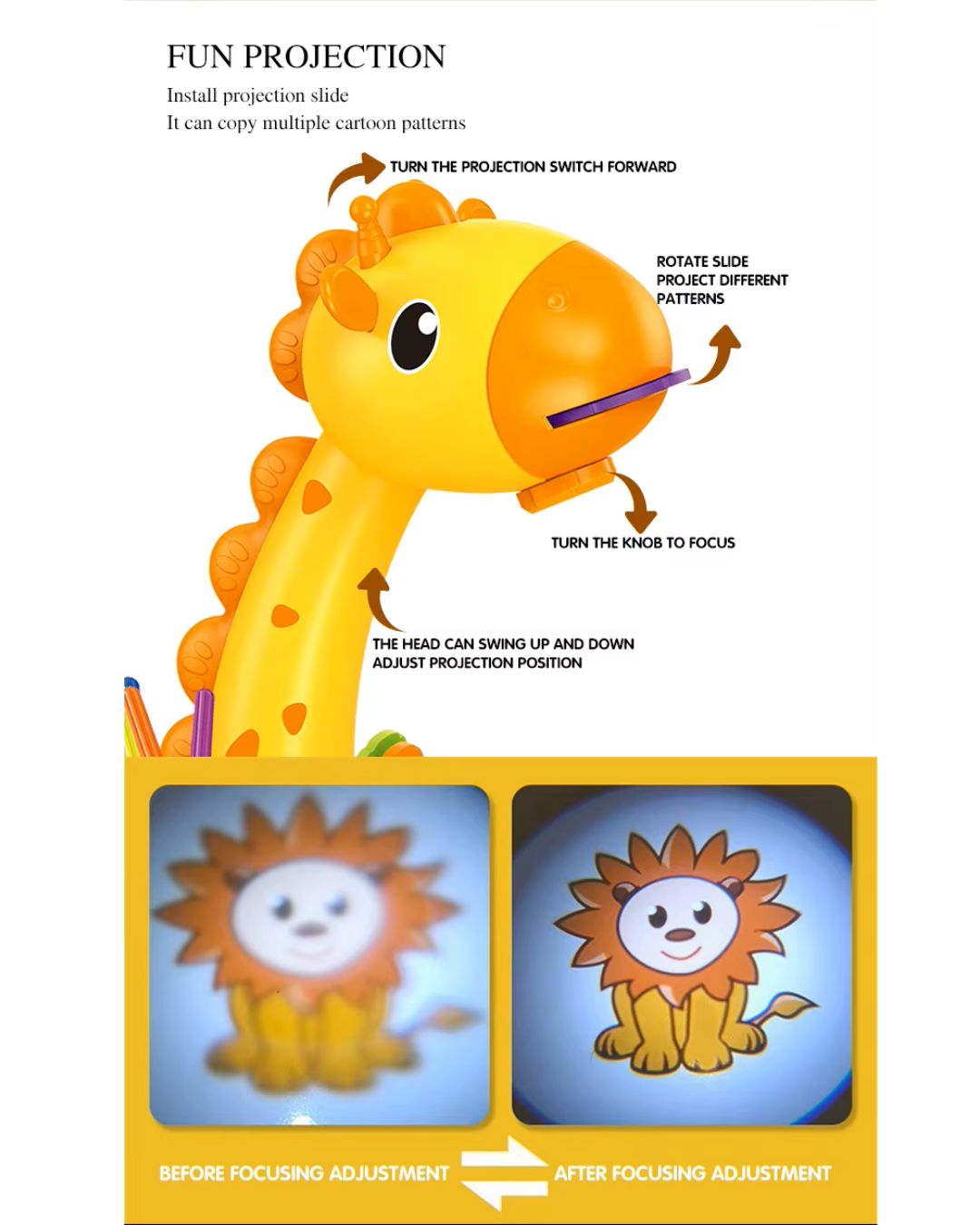 LED Projector Giraffe Drawing Table