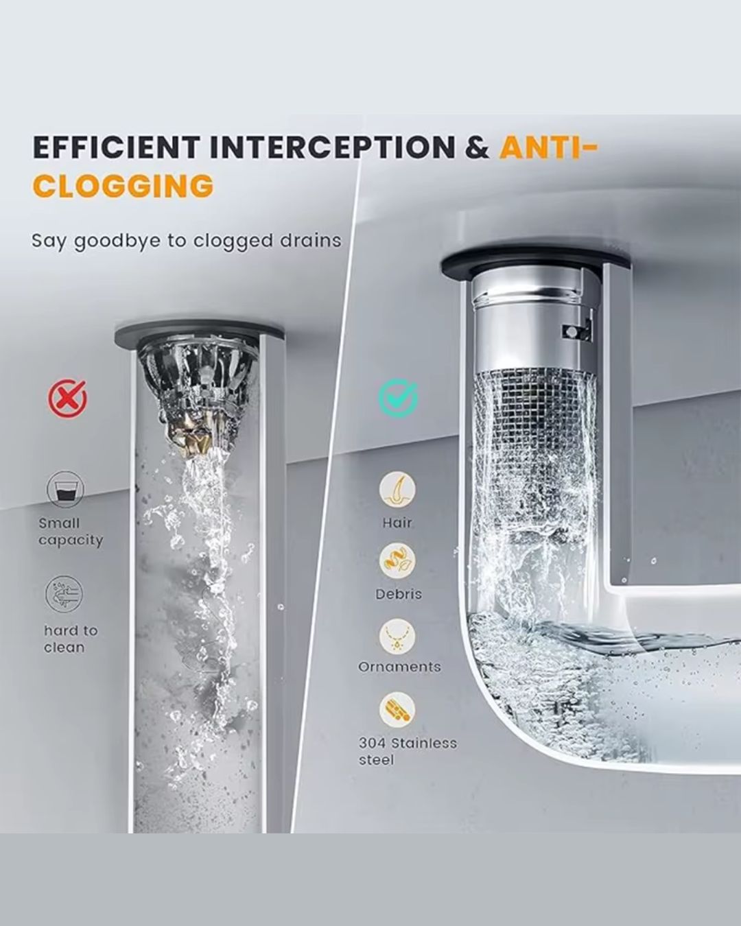 Stainless Steel Pop Up Sink Drain Filter