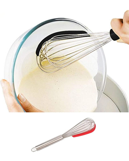 2-in-1 Stainless Steel Whisk with Integrated Bowl Scraper