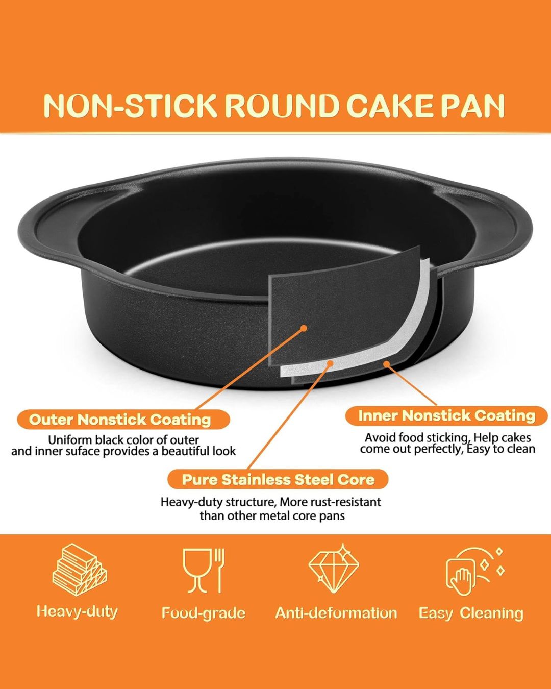 Non Stick Round Cake Pan Carbon Steel