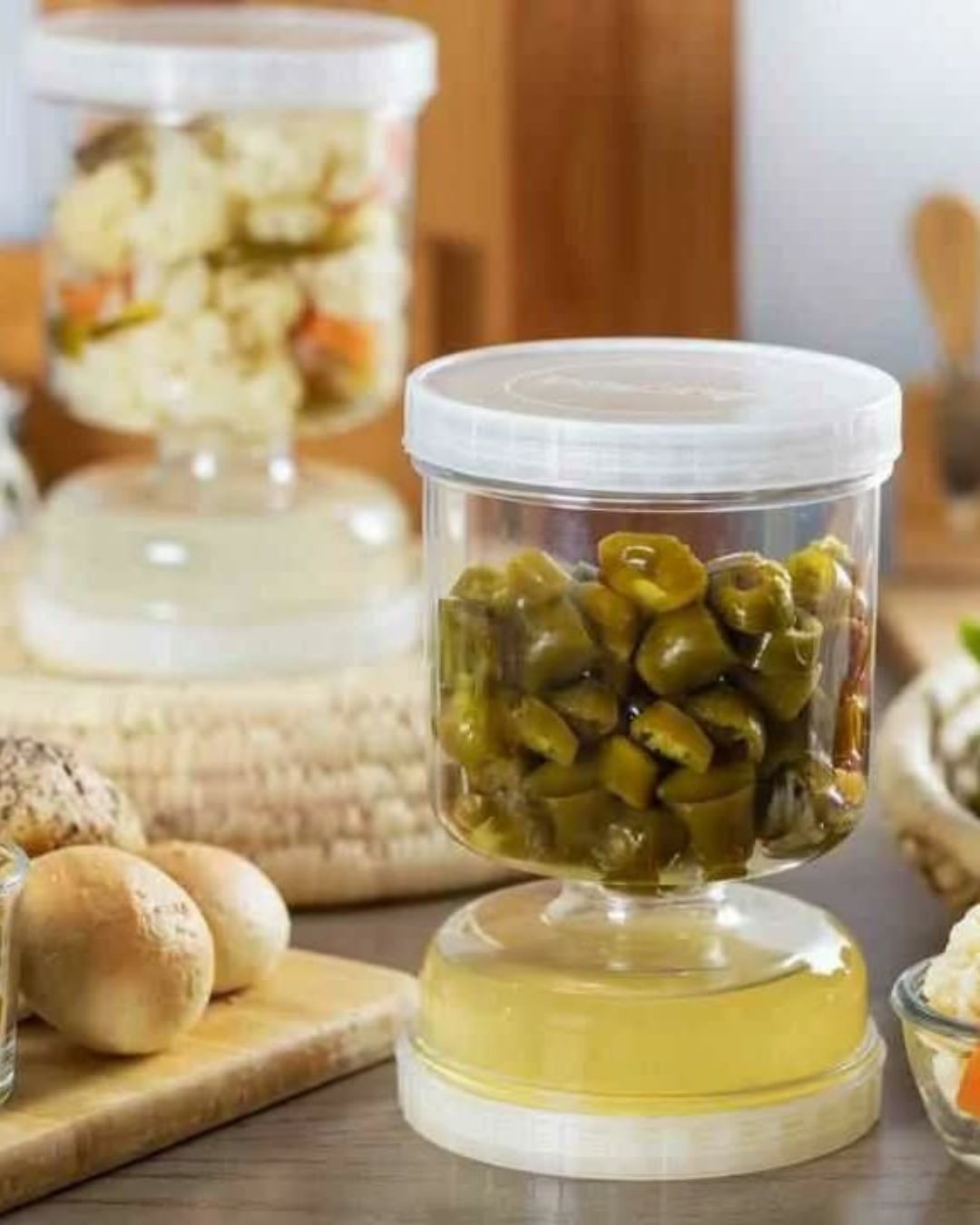 Pickle and Olive Flip Jar with Strainer