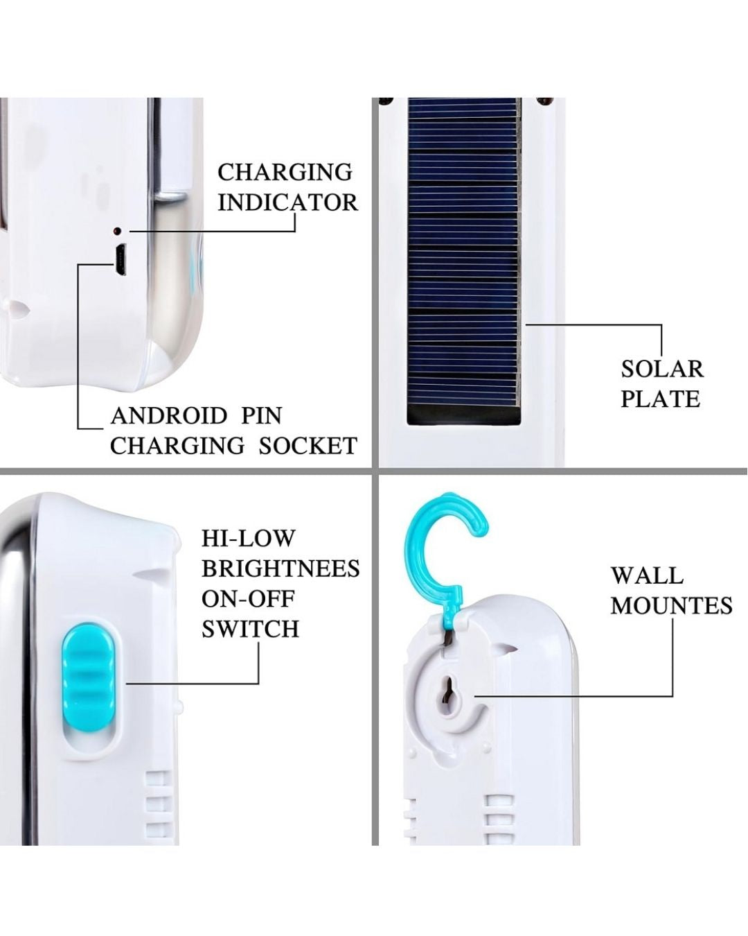 Rechargeable LED Light with Solar Panels