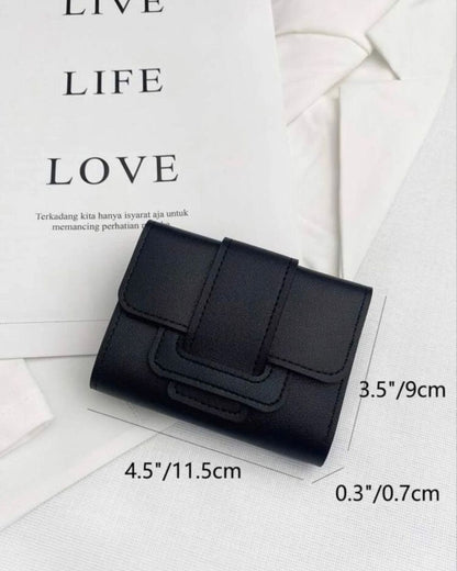 Small Leather Snap Button Wallet