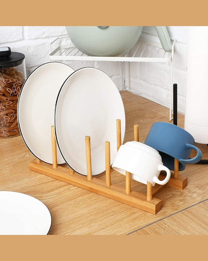 6-Compartments Bamboo Wooden Rack