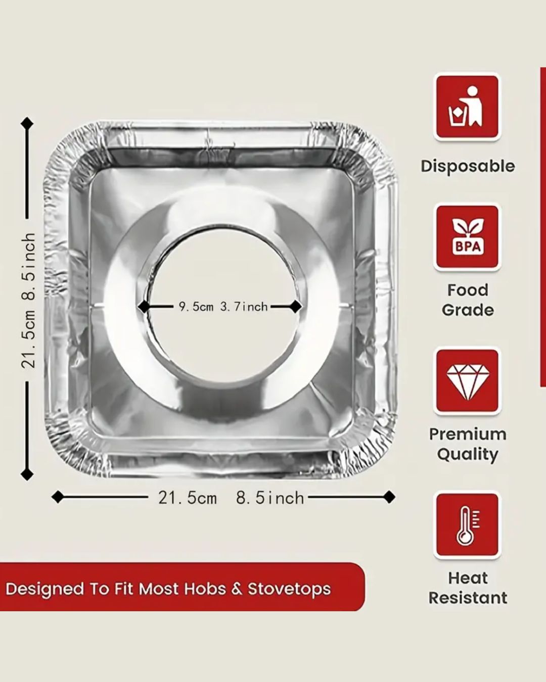 Square Aluminum Foil Gas Burner Liner