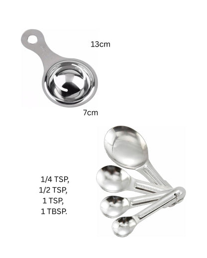 Stainless Steel Egg Separator & Measuring Spoons Set