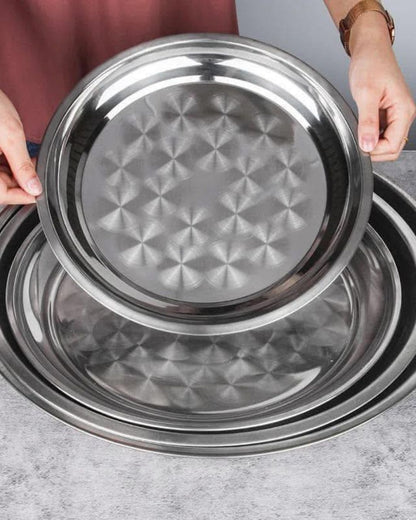 Stainless Steel Round Tray 4pcs Set