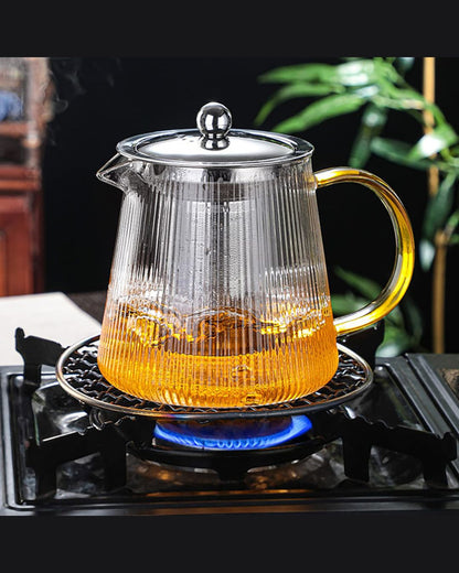 Borosilicate Glass Striped Teapot