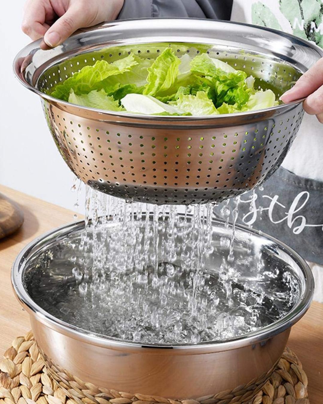 Multifunction Stainless Steel Basin with Strainer Set