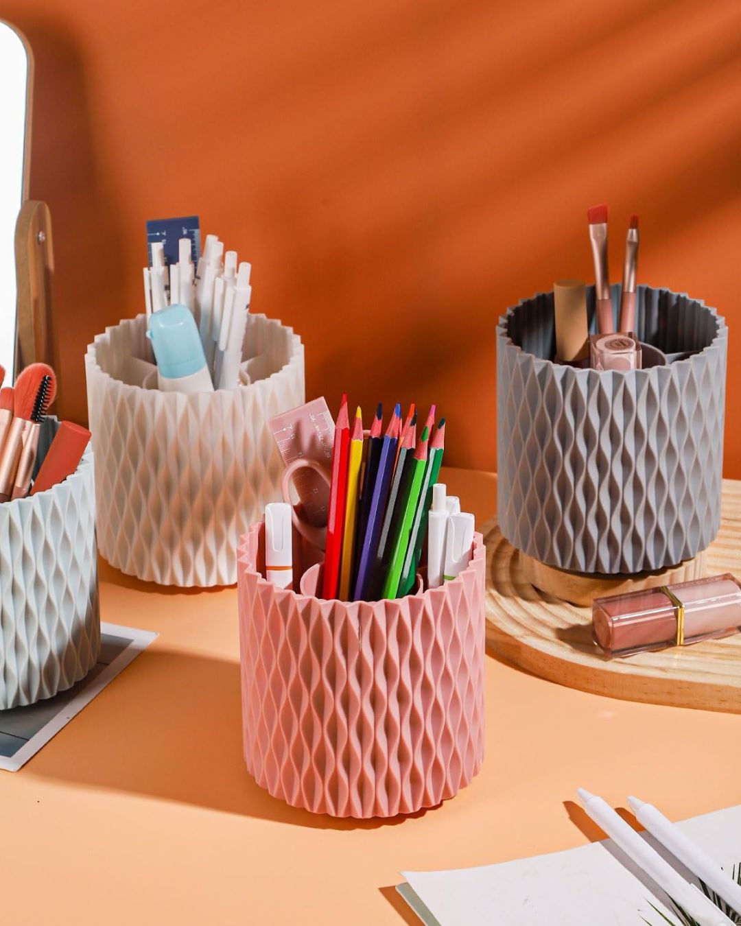 Rotatable Makeup Brush Holder Organizer