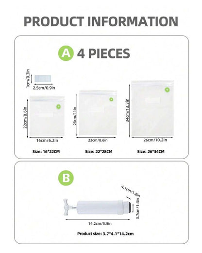 Reusable Vacuum Sealer Bags with Manual Pump