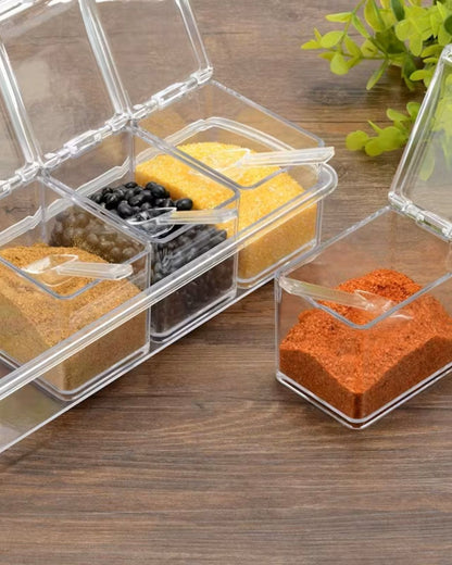 Transparent Spice Box Serving Set with Spoons