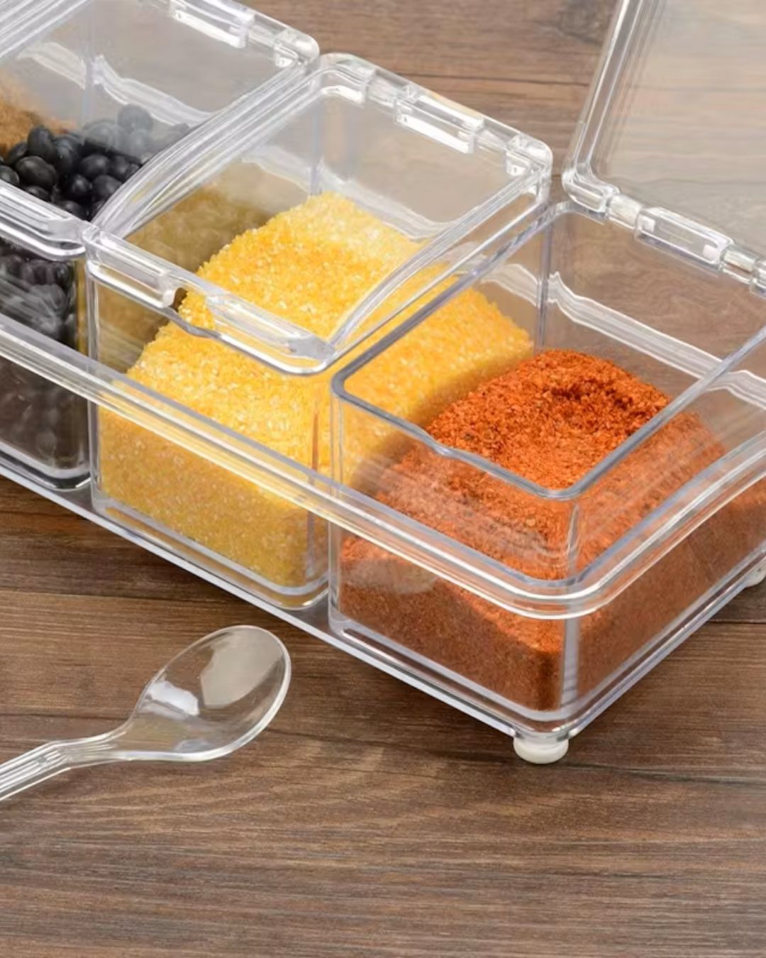 Transparent Spice Box Serving Set with Spoons