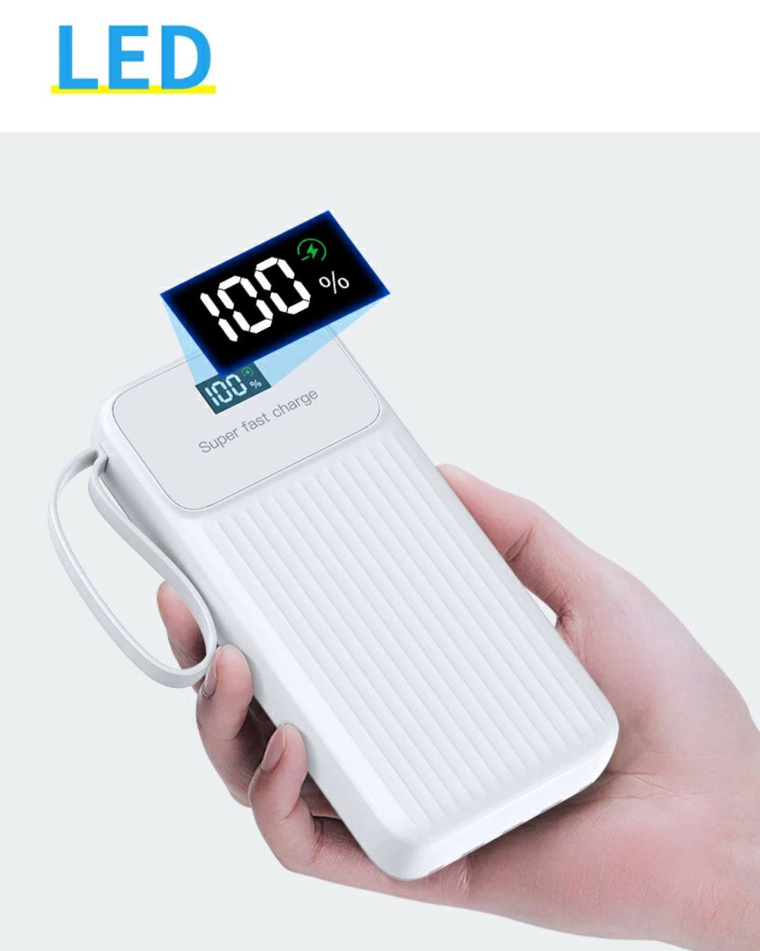20000mAh Power Bank with Built in Cables