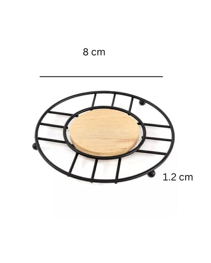 Metal Trivet with Wooden Centre