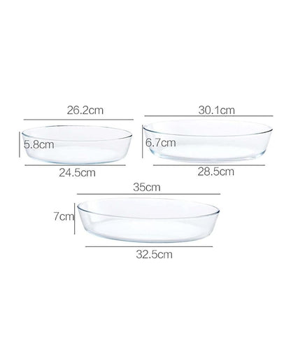 3 PCS Oval Borosilicate Glass Baking Dish