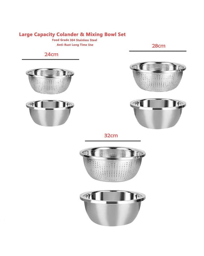 Multifunction Stainless Steel Basin with Strainer Set