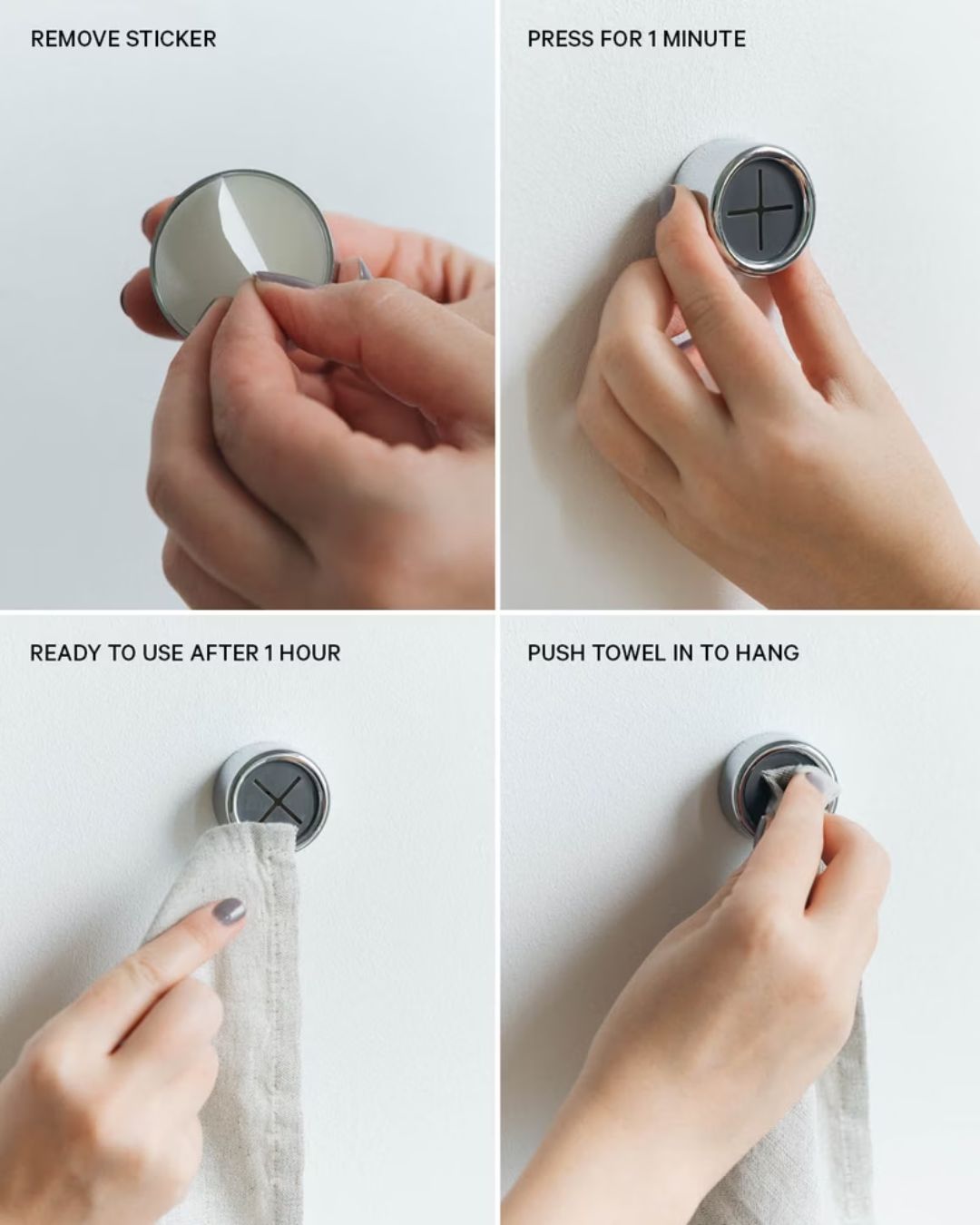 Round Adhesive Push Towel Hook