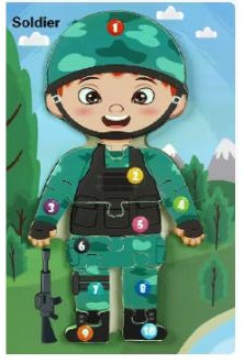 Soldier figure in costume on colorful backgrounds